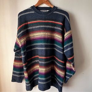 Concrete Mix Vintage Striped Cotton Ramie Sweater Vintage Oversized Men’s S/M